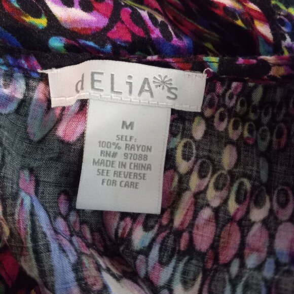 Delias Size M Dress Womens Mini Multicolor Rayon Sleeveless Tunic Pockets - Picture 8 of 9